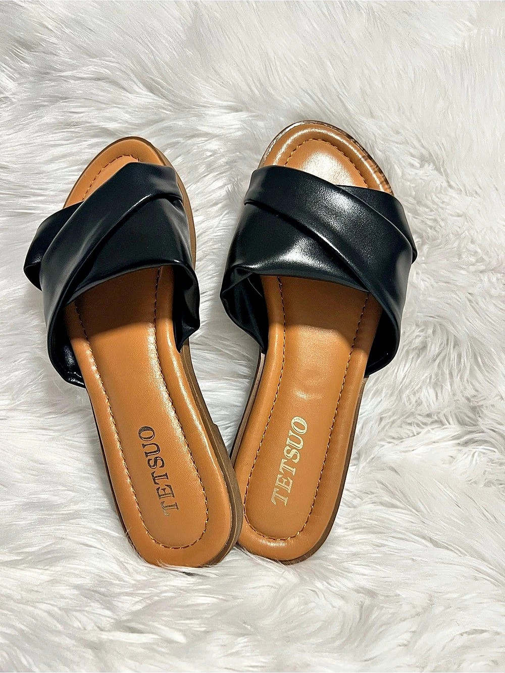 FETISO Black Slide Sandals Like New